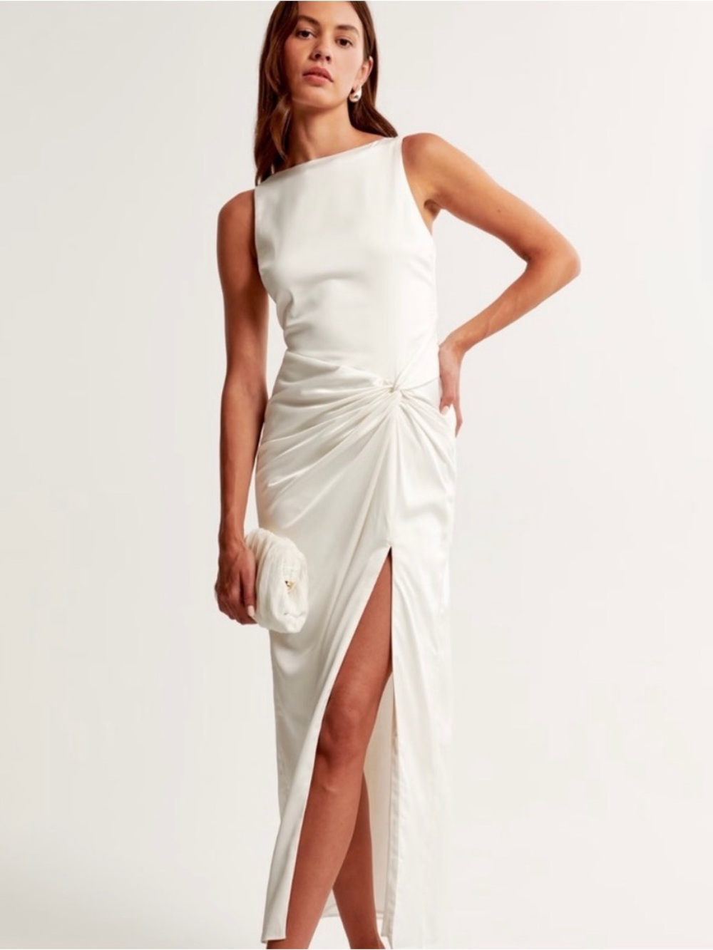 Abercrombie & Fitch White Satin Wrap Dress